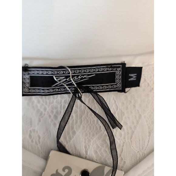 NWT Zashi Medium Cream Back Pleated / Lace Blouse - Picture 7 of 8